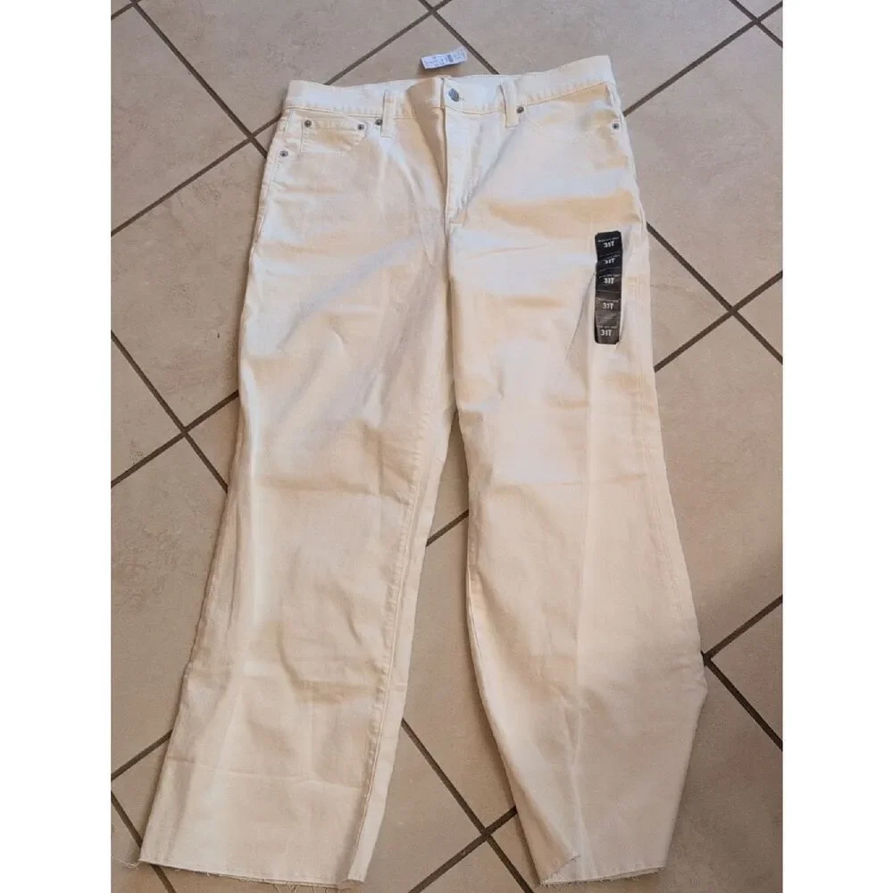 NWT J. Crew style Wide Leg Crop Cut Hem Seashell White Size 31T